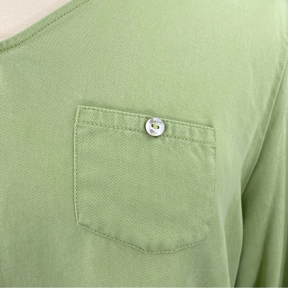 Soft Surroundings Lime Green 100% Tencel Casual Roll Sleeve Pullover Tunic Top - Picture 4 of 16